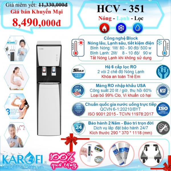  CÂY NƯỚC NÓNG LẠNH TÍCH HỢP RO KAROFI HCV351-WH