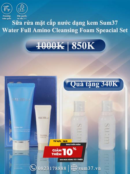 Sữa rửa mặt Sum37 Water Full Amino Cleansing Foam Speacial Set