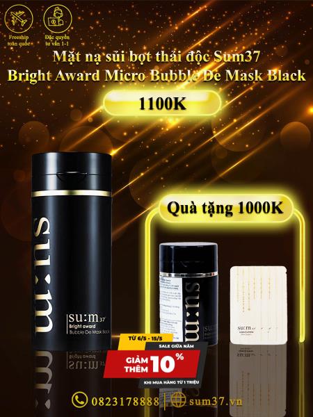 Mặt nạ sủi bọt thải độc Su:m37 Bright Award Micro Bubble De Mask Black