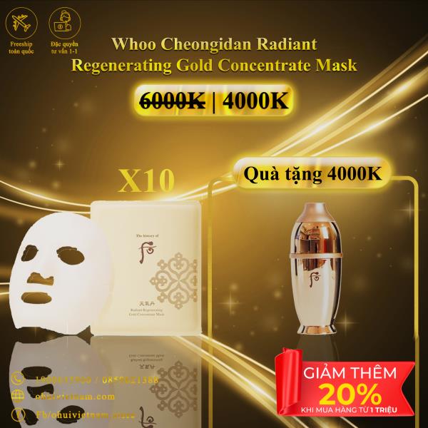 Mặt nạ tái sinh da cao cấp  Whoo Cheongidan Radiant Regenerating Gold Concentrate Mask