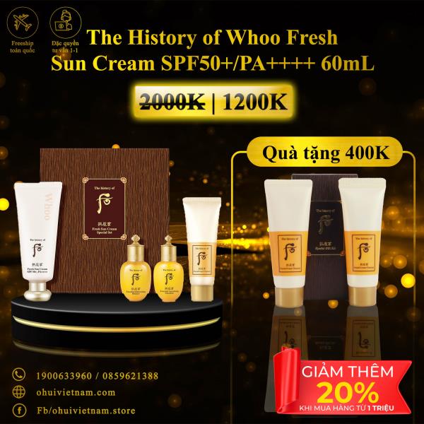 Bộ Kem chống nắng Whoo Gongjinhyang Fresh Sun Cream SPF50+/PA++++ (60ml) Set