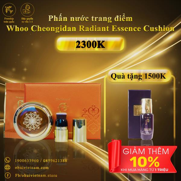 Phấn nước trang điểm  Whoo Cheongidan Radiant  Essence Cushion SPF50+/PA+++