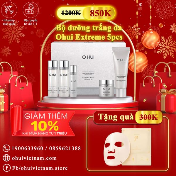 Bộ sản phẩm  dưỡng trắng da Ohui Extreme White Miniature Kit 5 sản phẩm 