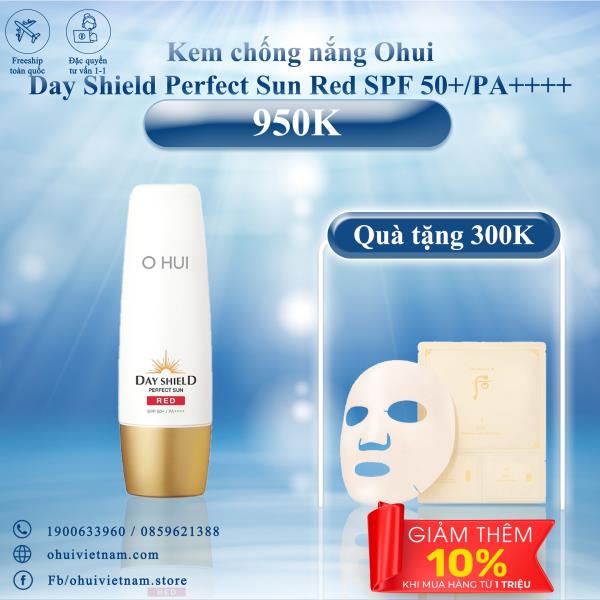 Kem chống nắng  Ohui Day Shield Perfect Sun Red SPF 50+/PA++++ dành cho da dễ ửng đỏ 