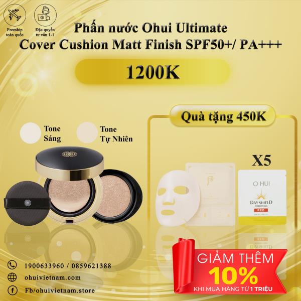 Phấn nước Ohui Ultimate Cover Cushion Matt Finish SPF50+/ PA+++ 