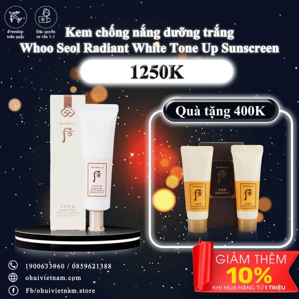 Kem chống nắng dưỡng trắng, nâng tông Whoo Seol Radiant White Tone Up Sunscreen SPF50+/PA++++