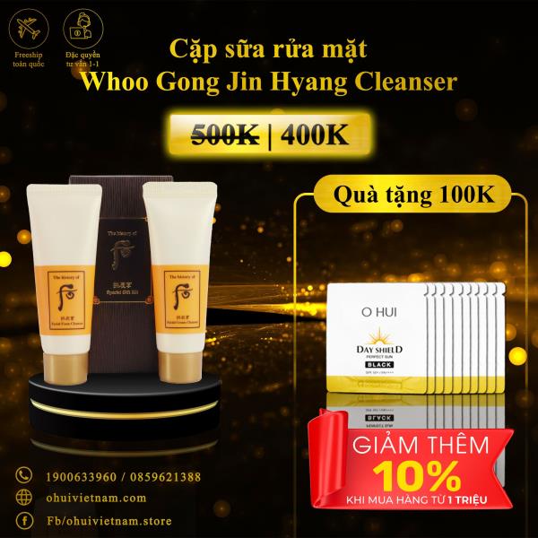 Cặp sữa rửa mặt và tẩy trang  cấp ẩm Whoo Gong Jin Hyang Cleanser Special Gift Kit