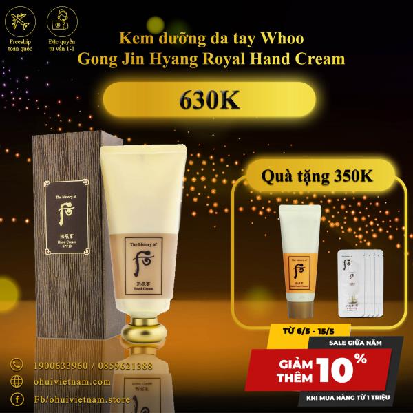 Kem dưỡng da tay Whoo Gong Jin Hyang Royal Hand Cream - cung cấp dưỡng chất cho da 