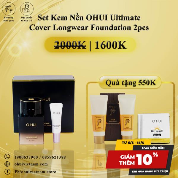Set Kem Nền OHUI Ultimate Cover Longwear Foundation 2pcs