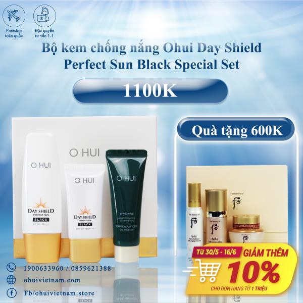 OHUI Kem chống nắng Day Shield Perfect Sun Black SPF 50+/ PA++++