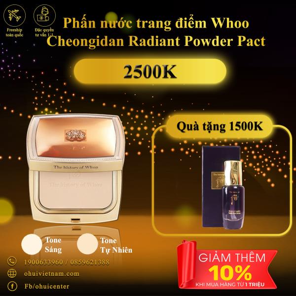 Phấn nước trang điểm Whoo Cheongidan Radiant Powder Pact (SPF30 PA++)