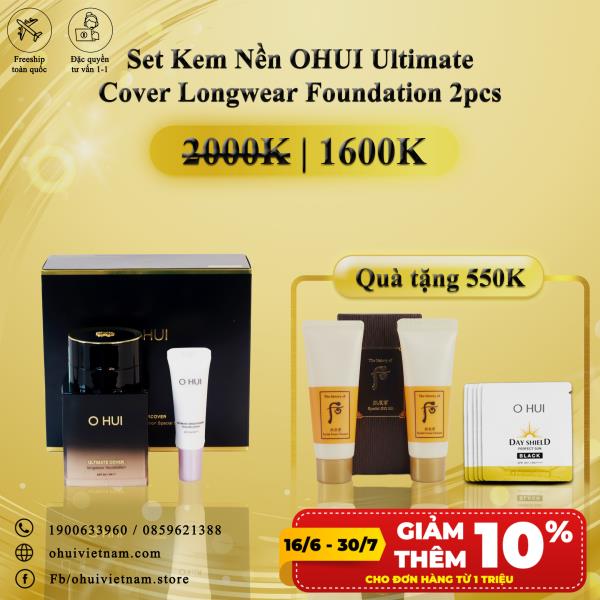 Set Kem Nền OHUI Ultimate Cover Longwear Foundation 2pcs