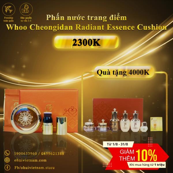 Phấn nước trang điểm  Whoo Cheongidan Radiant  Essence Cushion SPF50+/PA+++