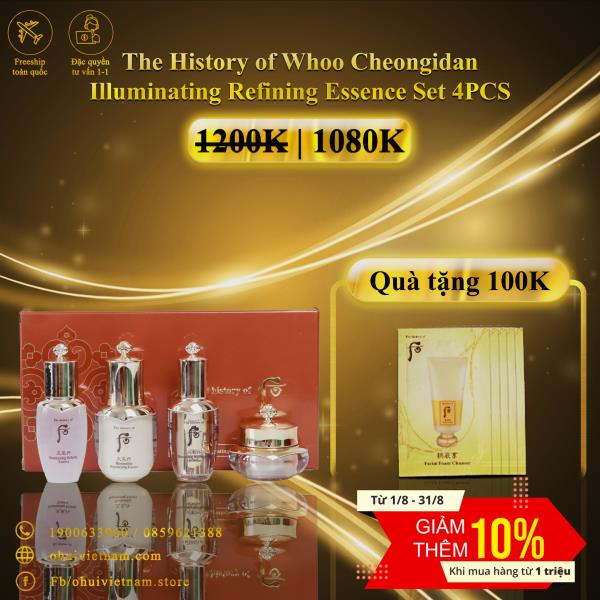 Bộ dưỡng trắng và ngừa lão hóa Whoo Cheongidan Illuminating Refining Essence set 4pcs