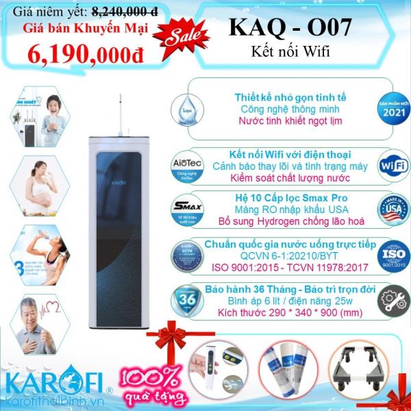 MÁY LỌC NƯỚC CÓ TỦ ĐỨNG WIFI KAROFI KAQ-O07