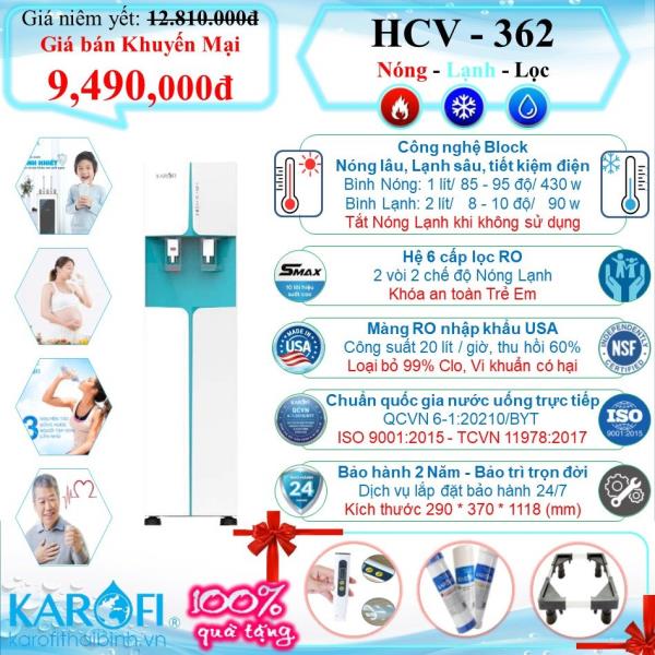 CÂY NƯỚC NÓNG LẠNH LỌC RO KAROFI HCV362
