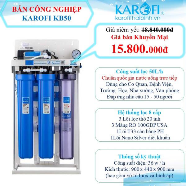 MÁY LỌC NƯỚC BÁN CÔNG NGHIỆP KAROFI 50L/H