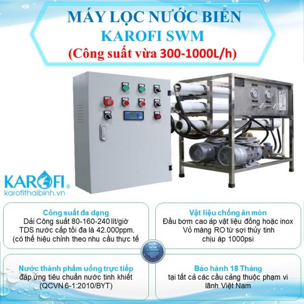 Máy lọc nước biển, nước lợ KAROFI SWM (Công suất vừa 300-1.000 L/h)