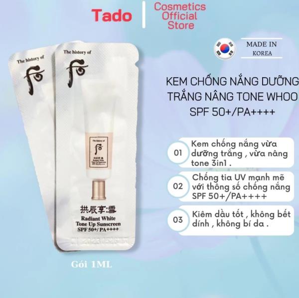 120 gói kem chống nắng dưỡng trắng nâng tone da WHOO