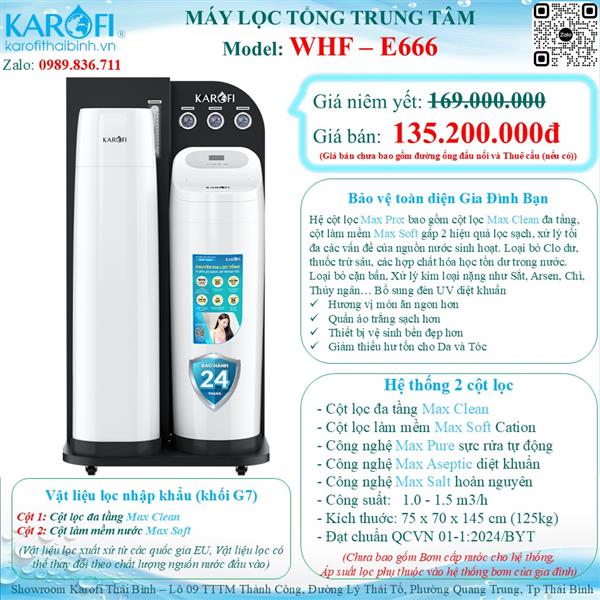 Lọc tổng chung cư cao cấp KAROFI WHF-E666