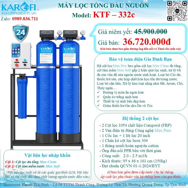 Máy lọc nước tổng đầu nguồn Karofi KTF - 332c