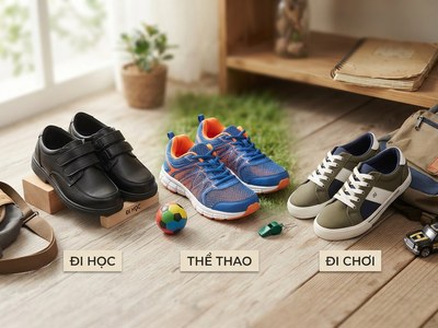 Chọn giày cho bé trai theo nhu cầu: Đi học, thể thao và đi chơi