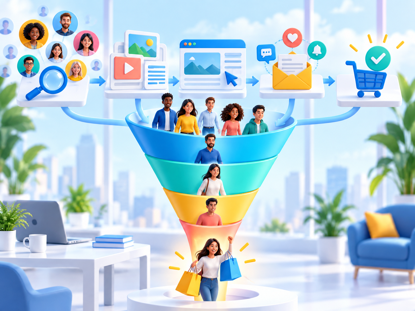 Phễu marketing số: Cách biến người xem thành khách hàng