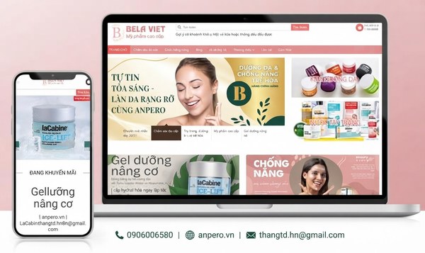 Tạo website từ mẫu bán hàng mỹ phẩm, bán hoa, quần áo